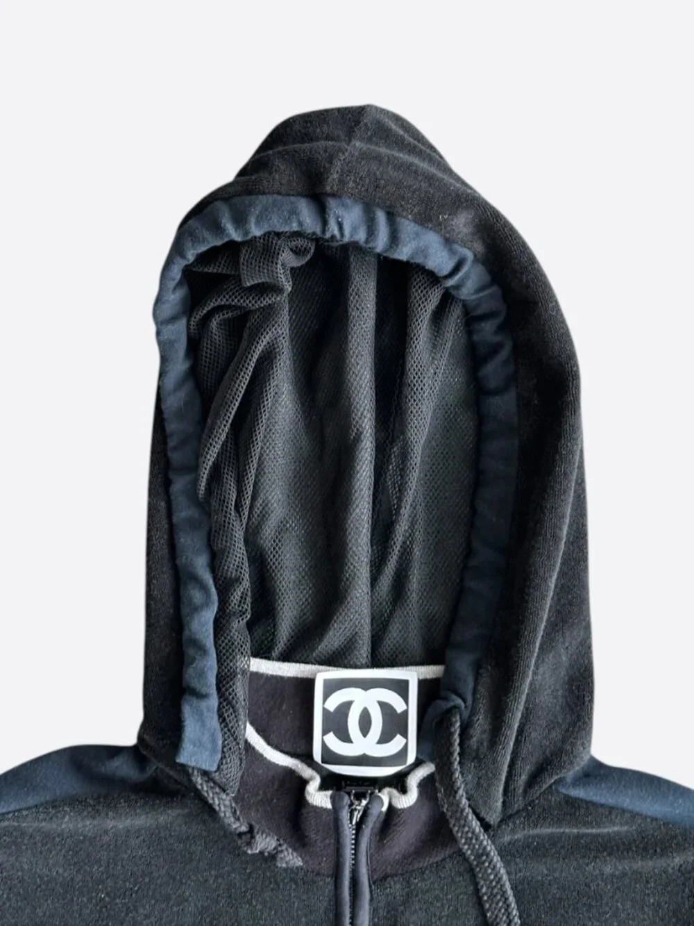 Chanel Black & Blue CC Logo Women's Zip Up Hoodie
